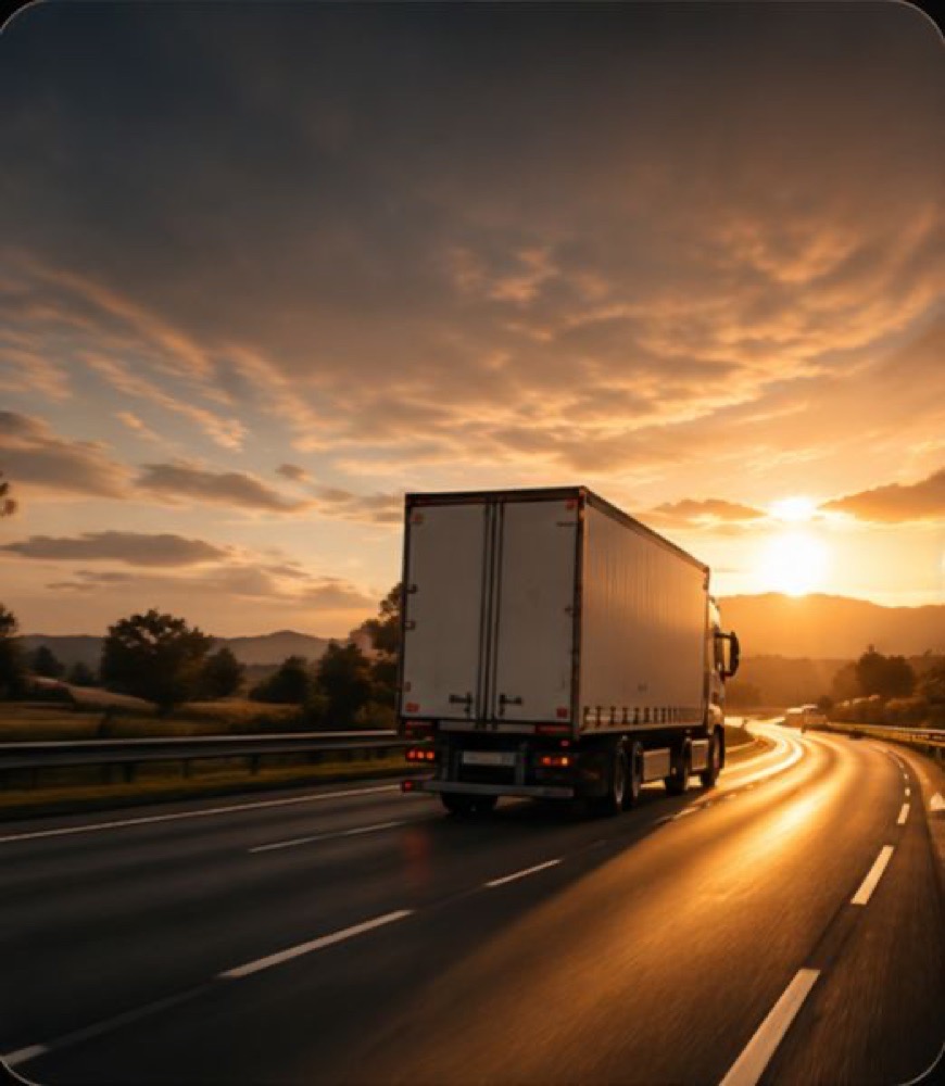 Caminhão SEIB em rodovia ao entardecer